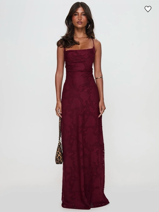 Princess Polly Dresses & Skirts - Princess Polly Burgundy Lace Maxi Dress with Spaghetti Straps